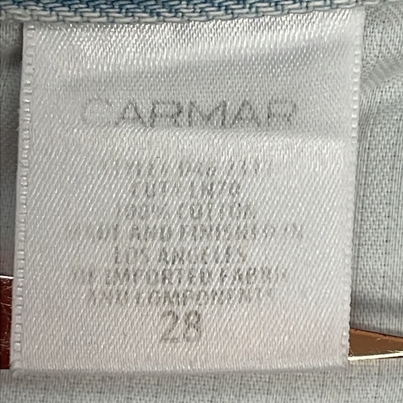 NWT Carmar Beatrice Pearl Side Trim Zip Front Distressed Denim Jean Skirt 28 - Picture 14 of 16